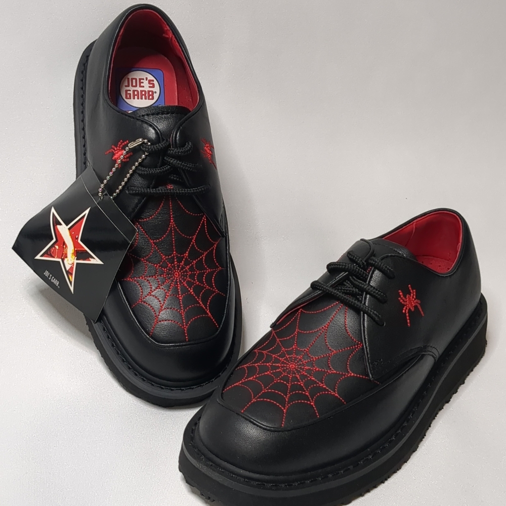 🕸️Rare Vintage Kids Black Leather Dress Shoes US 4 Retro Goth - Picture 10 of 11